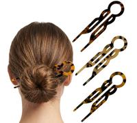 3PCS Premium Acetate French Hair Pin for Women, Elegant Amber Prestige Hair Pin Set with Secure Double-Notch Hold, Lightweight & Damage-Free Hair Accessories for All Hair Types