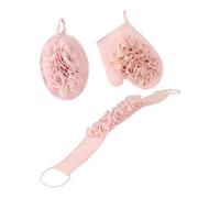3Pcs Premium Bath Exfoliator Set Long Handle Back Scrubber Soft Loofah Sponge Hygienic Bathroom Essential for Adults Bath Scrubber Set