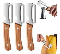 3PCS Premium Vegetable Peeler with Wooden Handle and Bottle Opener, Multi-Functional Vegetable Peeler, Stainless Steel Blade Kitchen Tool for Fruit Apple Potato Pumpkin Papaya Zucchini