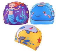 3pcs Printed Swim Cap Polyester Cartoon Swimming Caps