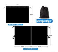 3PCS Privacy Partition Curtain Set for Car Rear Windows, Designed to Create Private Space and Insulate Against Heat and Light (M)