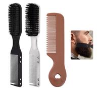 3PCS Professional Barber Kit, Comb, Clipper Cleaning Brush, Beard Comb Set, Suitable for Salon & Home Hair Styling Tools (Black,Silver,Brown)