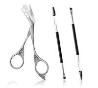 3PCS Professional Eyebrow Scissors with Comb and 2 Angled Eyebrow Brush, Eye Brow Trimmer Ladies, Brow Scissors Makeup Tool Accessories for Men Women