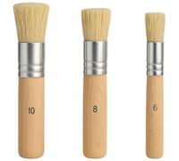 3pcs Professional Hog Bristle Stencil Brushes, Wooden Handle Painting Brushes for Acrylic, Oil, Chalk Paint - Versatile for Furniture, Canvas & DIY Projects