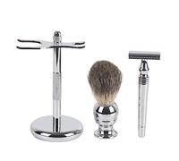 3pcs Professional Manual Shaving Kit - High - Quality Holder and Soft Brush for Rich Foam, Ergonomic Design for Home and Barber Use