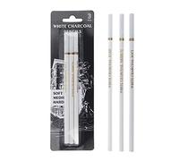 3pcs Professional White Charcoal Pencils Set White Chalk for Artist Beginners Students Sketching Blending Charcoal for Drawing Shading Artists