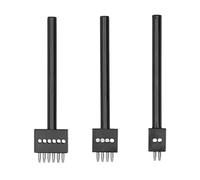 3Pcs Prong Punch Tool Set, DIY Leather Row Punch Tool, 4mm 5mm 6mm Round Hole Tooth Punch Set with Anti - Rust Coating, for Belts Straps Bags Boots (4mm)
