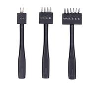 3Pcs Prong Punch Tool Set, DIY Leather Row Punch Tool with 4mm 5mm 6mm Sizes, High Strength Steel Leather Hole Punch for Precise Rectangular Stitching on Leather Crafts (5mm)