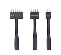 3Pcs Prong Punch Tool Set, Leather Hole Punch Tool with 4mm 5mm 6mm Sizes, High Strength Steel DIY Leather Row Punch for Precise Rectangular Stitching Holes (6mm)