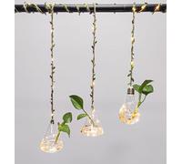 3Pcs Propagation Stations with Lights Wall Hanging Planter for Indoor Plants Terrarium Container Flower Glass Planter Hydroponic Plants Decor Mini Flower Vase for Home Garden Office Plant Lover Gift