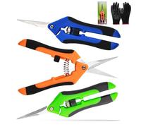 3Pcs Pruning Shears, XingyLi 6.5 Inch Garden Secateurs with Gloves, Stainless Steel Hand Pruner Bud Trimming Scissors, Garden Snips Clippers Tools Kit for Florist Flower Plants Fruit Harvesting
