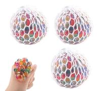 3PCS Psychedelic Rainbow Stress Reliever Ball, Psychedelic Rainbow Stress Balls, Vent Fidget Mesh Squishy Stress Relief Toys for Adults, Anxiety Sensory Squeeze Balls