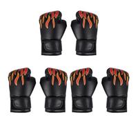 3pcs PU Boxing Training Gloves with Flame Pattern for Karate | Ventilated Adjustable Fit, One Pair Punch Mitts, Youth Beginners, Gym Classes Random Color