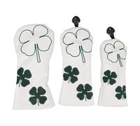 3PCS PU Leather Club Head Covers Set, Protective Wood Headcovers with Soft Plush Lining, Water Resistant for Drivers, Fairway Woods and Hybrids, Includes Large Medium Small