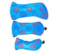 3Pcs PU Leather Golfs Club Head Covers Golfs Driver Headcover Gear Pattern Fairways Wood Headcover Hybrids Head Covers PU Leather Club Cover Waterproofs Accessory For Player