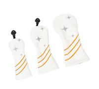 3Pcs PU Leather Golfs Club Head Covers Star Pattern Putter Covers Fairways Wood Headcover Hybrids Cover Accessory PU Leather Club Head Cover Waterproofs Headcover Accessory For Player