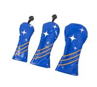 3Pcs PU Leather Golfs Club Head Covers Star Pattern Putter Covers Fairways Wood Headcover Hybrids Cover Accessory PU Leather Club Head Cover Waterproofs Headcover Accessory For Player