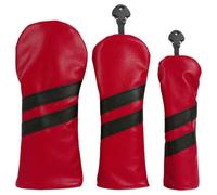 3Pcs PU Leather Golfs Head Cover Stripe Pattern Putter Cover Wood Headcover Hybrids Golfs Accessory Accessory for Player