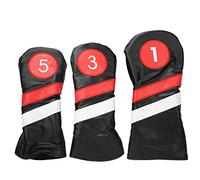 3PCS PU Leather Waterproof Golf Putter Head Cover with Thick Lining, Elastic Lock Design Club Headcovers for #1#3#5 Wooden Putters, Moisture Resistant Protective Accessory for (Black)