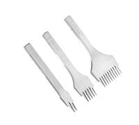 3PCS Punch Prong Tool White Steel 2/5/10 Leather Craft Punch Tool Set DIY Lacing Stitching Chisel Set - Prong pitch 2.7mm/ 3.0mm/ 3.38mm/ 3.85mm for Leather Crafts(3.38mm)