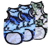 3pcs Puppy Camouflage Vest Breathable Polyester Pullover Shirt | Adorable Stylish Look, Warm Easy Wear Design, Running and Party Use, Bird Eye Green Blue L Set