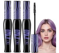 3pcs(Purple) False Lash Effect Mascara Set,Primer Waterproof Mascara,Tubing Mas/cara,Volume Effect False Eyelashes Ma/scara,Extra Long Fiber Masca/ra,Long Lasting 4D Silk Fiber Mas/cara Black Volume