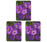 3PCS Purple Flowers Car Air Freshener Hanging Scented Cards Cute Gray Car Fresheners Long Lasting New Cars Scents for Women Men Natural Air Freshener with Lanyard Automotive Freshies