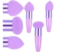 3pcs Purple Makeup Sponge Pen Set, Portable PP and Latex Beauty Tool | Simple and Practical for Makeup Process, Comfortable on Skin, Pen Shaped with Handle, for Friends Who like Doing Makeup