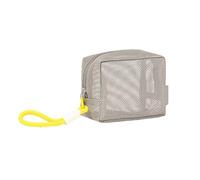 3pcs Purse Organizer Pouches Portable Mesh Cosmetic Bag Grey Large Capacity Zipper Coin Purse with Handle Square Lipstick Key Storage Pouch