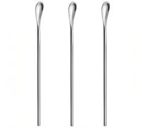 3pcs Quality Metal Swizzle Sticks Coffee Stirring Spoons 22CM Long-Handled, 304 Stainless Steel Silver Mixing Stirrers for Cocktail Drinks Milk Tea for Home Office Bar Cafe Camping Travel Party