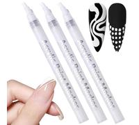 3PCS Quick Dry Fine Tips Nail Art Pens,Nail Varnish Pens,Nail Drawing Pen,Nail Art Tools,Nail Art Decoration DIY Dot Line Pattern,White Nail Pencil,Fine Tips Nail Polish Pen,Nail Art Stamp Pens