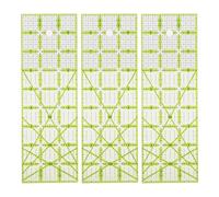 3pcs Quilting Ruler Set, 9in Large Rectangle Acrylic Ruler with Green Guide Lines, Inch Scale Sewing Ruler for Cutting Fabric, Includes 304560//Degree Markings for Quilting