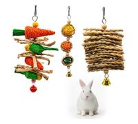 3pcs Rabbit Bore-Dom Breakers,Rabbit Toys,Gerbil Toys,Chinchilla T-Oys Cage Hanging Chewing Teeth And Bore-Dom Relief,Corn Husk And Willow Ball Chew Toys,For Bunny Guinea Pig Hamster Chinchilla