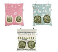 3pcs Rabbit Feeder Bag 35 x 24cm Guinea Pig Treat Bag with 2 Holes Portable Bunny Hay Bags Small Animal Slow Feeder Dispenser Bag for Rabbits Guinea Pigs Bunnies