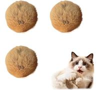3PCS Rabbit Fur Ball Cat Toy Real Indoor Large Furry Catnip Washable Fun Chase Hair Pom Interactive Soft Fluffy Poms with Bunny Kicks Fluff Furs Rabbits Beloved by Faux and Comfortable Fuzzy