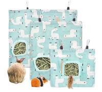3Pcs Rabbit Hay Bag, 1&2&3-Hole Hanging Hay Feeder Guinea Pig Hay Bags, Washable Hay Bag for Rabbits Chinchillas Hamsters Small Pets and Animals (3 Sizes)