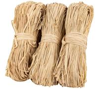 3PCS Raffia Grass Ribbon - Raffia Straw for Florist Bouquets Decoration Crafts Ties Wrapping for Christmas Birthday Helloween Easter Wrap Ribbon Vacuum-Packed