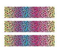 3pcs Rainbow Leopard Edible Cake Border, 11x2.44in/28x6.2cm Rainbow Cheetah Leopard Print Birthday Cake Wrap Strips Pre-Cut Cakes Topper Decorations for Party Birthday Supplies