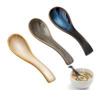 3PCS Ramen Spoon, Soup Spoons, Ramen Spons - Traditional Japanese Style Ceramic Asian Tableware for Serving Ramen, Miso Soup, Pho and Various Asian Dishes