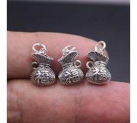 3pcs Real 925 Silver Pendant Fu Bag Charm 16 * 9mm /1.61g