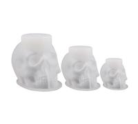 3Pcs Realistic Skull Silicone Molds 3D Flexible Halloween Resin Soap Candle