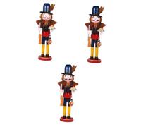 3pcs Realistic Wooden Nutcracker Puppet Xmas Table Decoration Nutcracker Toy