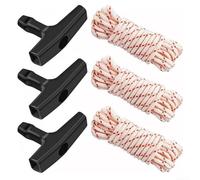3pcs Recoil Starter Rope Kit with Handle for Small Engine Maintenance, Includes Plastic Handles with 10 Meter Ropes in Different Diameter Sizes for Chainsaws (4mm)