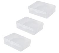 3Pcs Rectangle Accessories Storage Box with Hinged Lids, 3.5x2.7x1.1inches Plastic Storage Containers for Beads, Earplugs, Crafts, Jewelry and Hardware, Classified Storage to Keep The House Tidy