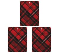 3PCS Red And Black Plaid Car Air Freshener Hanging Scented Cards Cute Gray Car Fresheners Long Lasting New Cars Scents for Women Men Natural Air Freshener with Lanyard Automotive Freshies