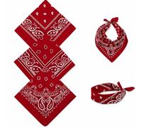 3Pcs Red Bandana for Men Women, Cashew Blossom Print Red Headband, Head Scarf, Soft Fabric Pirate Cowboy Style Neckerchief, Neck Scarf Ideal for Outdoor Activities, Running, Hiking, Biking, Cosplay