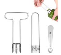3pcs Red Bell Pepper Seed Corers & Stem Remover Tool, T- Shaped & Hole Stainless Steel Fruit Vegetable Apple Tomato Kitchen Gadgets Set Durable Easy to Use and Clean (Silver)