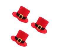3pcs Red Christmas Santa Top Hat for Adults with Gold Buckle and Band