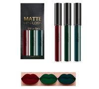 3Pcs red green Liquid Lipstick Set for Halloween Cosplay Party Christmas- Gothic Lipstick/Lip Stain/High Pigment Velvet Lip Gloss Lip Stick Makeup (Set A)