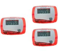 3Pcs Red Portable Counter Mini Digital LCD Pedometer Sports Walking Running Step Counter Meter Walking Distance Miles,Exercise Time, Calorie Counter, Daily Target Monitor